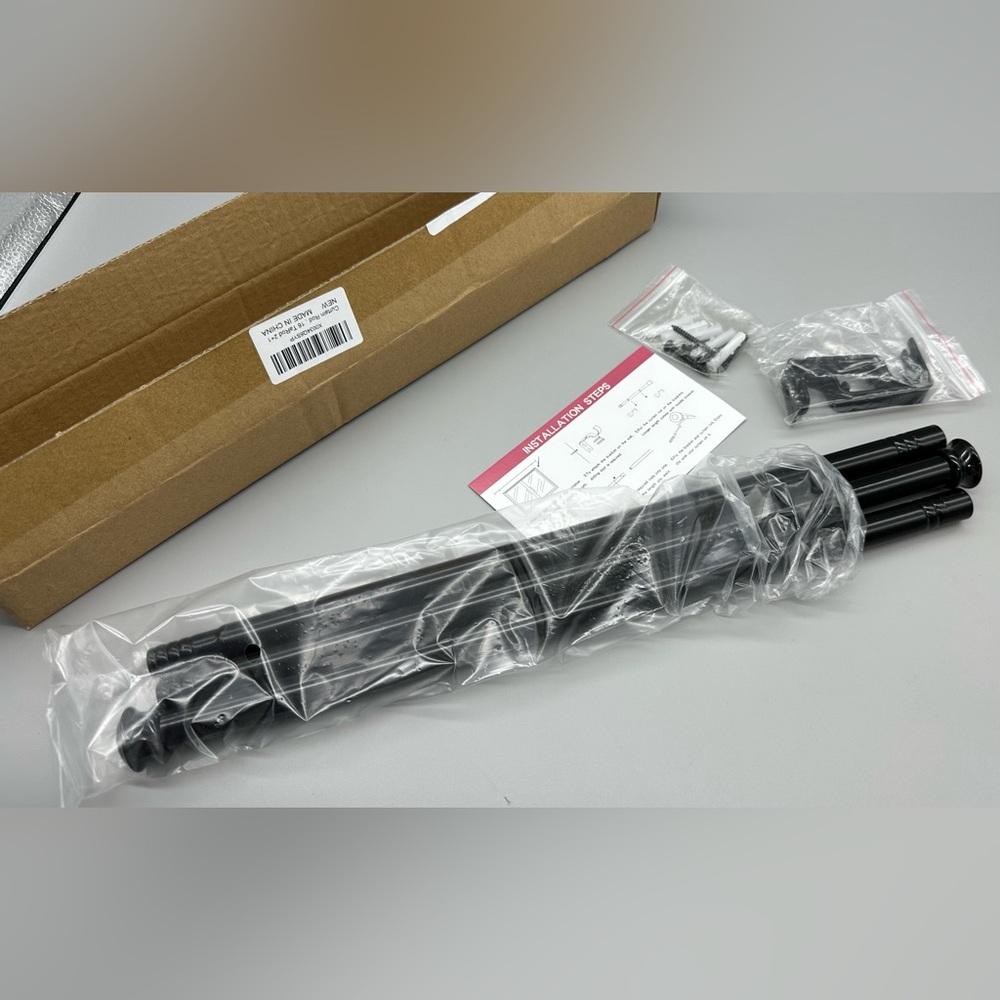 Black Curtain Rods for Windows, Small Curtain Rod Set With Brackets Heavy Duty